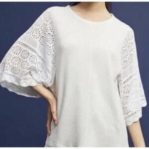 Akemi + Kin Anthropologie Cream Coro Dolman Crochet Sweatshirt - Size - Medium